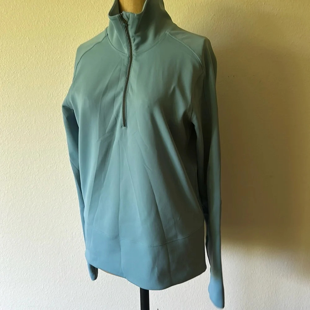 Lululemon sz M Run To Reset 1/2 zip in Aqua smoke great pre owned condition - Picture 5 of 16